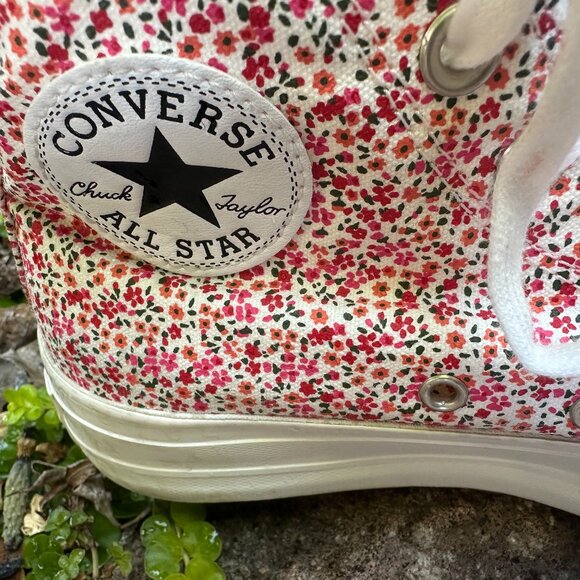 Converse Chuck Taylor All Star Floral High Top Platform Sneakers Size 7 1/2 - Picture 6 of 12